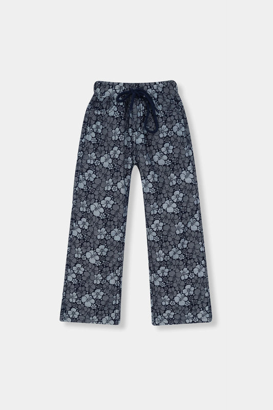 GirlsDenim Blue Flower Jacquard Trouser
