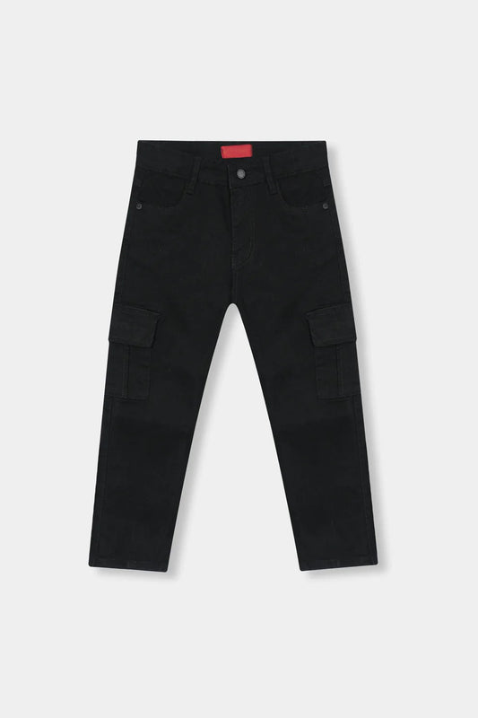 Boys Straight fit Black Six Pocket Pants
