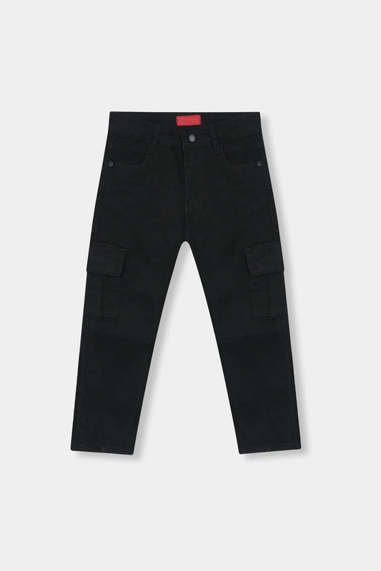 Boys Straight fit Black Six Pocket Pants
