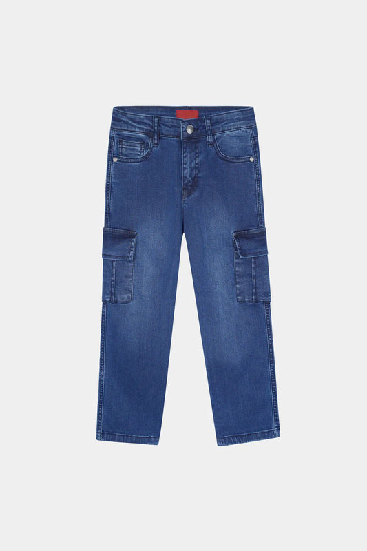 Boys Straight Fit Mid Blue Six Pocket Pants