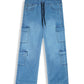 Girls Light Blue Wide Leg Eight Pocket Trouser