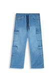 Girls Light Blue Wide Leg Eight Pocket Trouser
