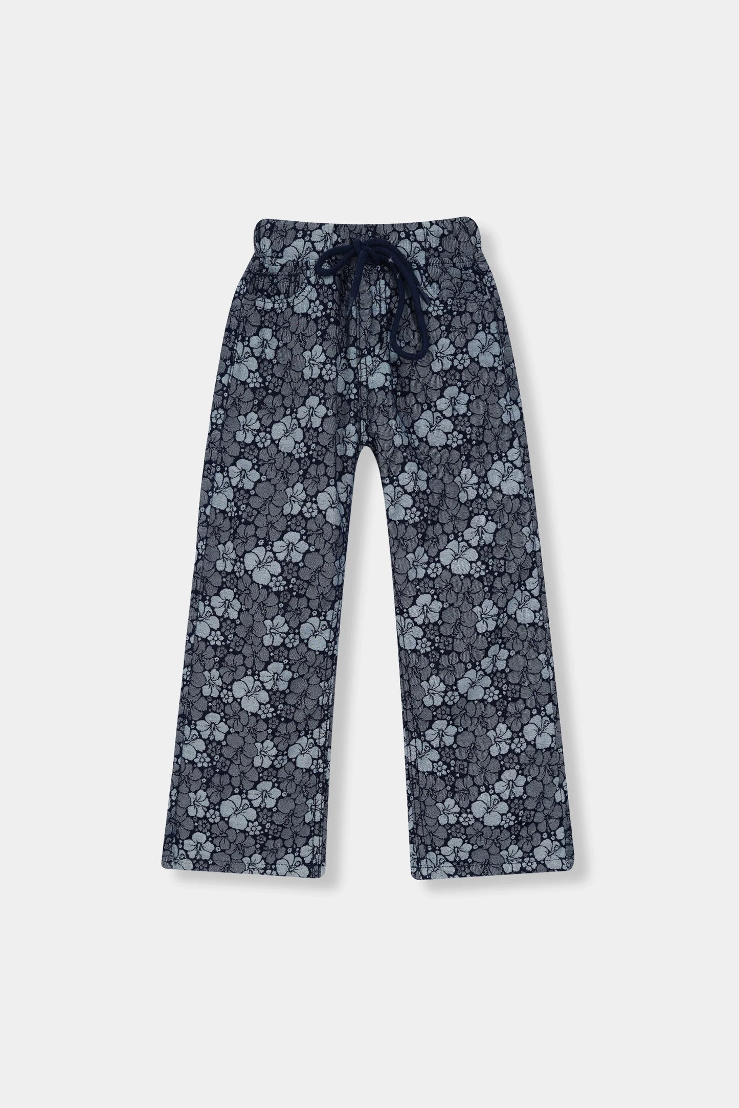 GirlsDenim Blue Flower Jacquard Trouser