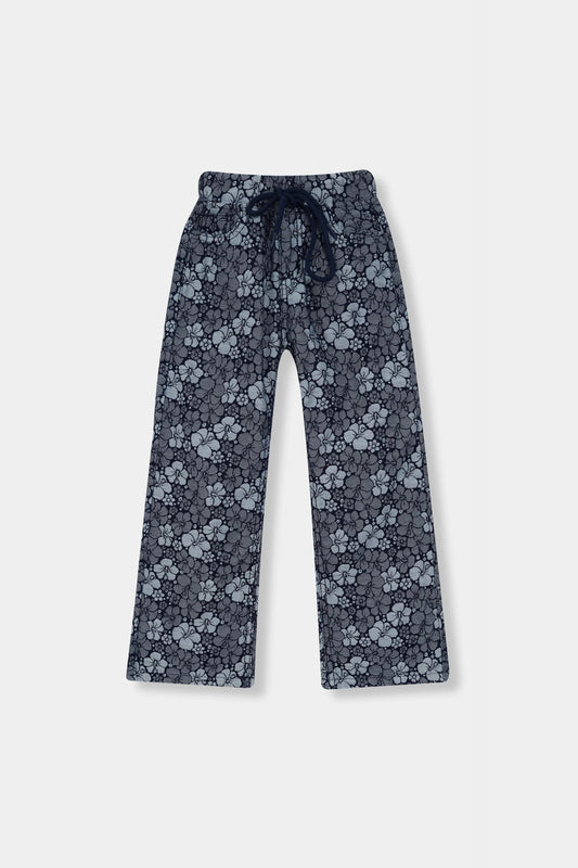 GirlsDenim Blue Flower Jacquard Trouser