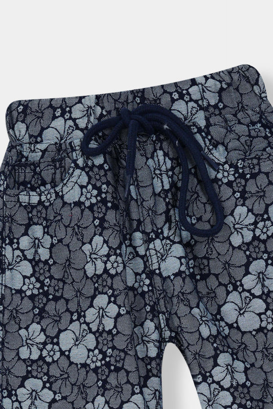 GirlsDenim Blue Flower Jacquard Trouser