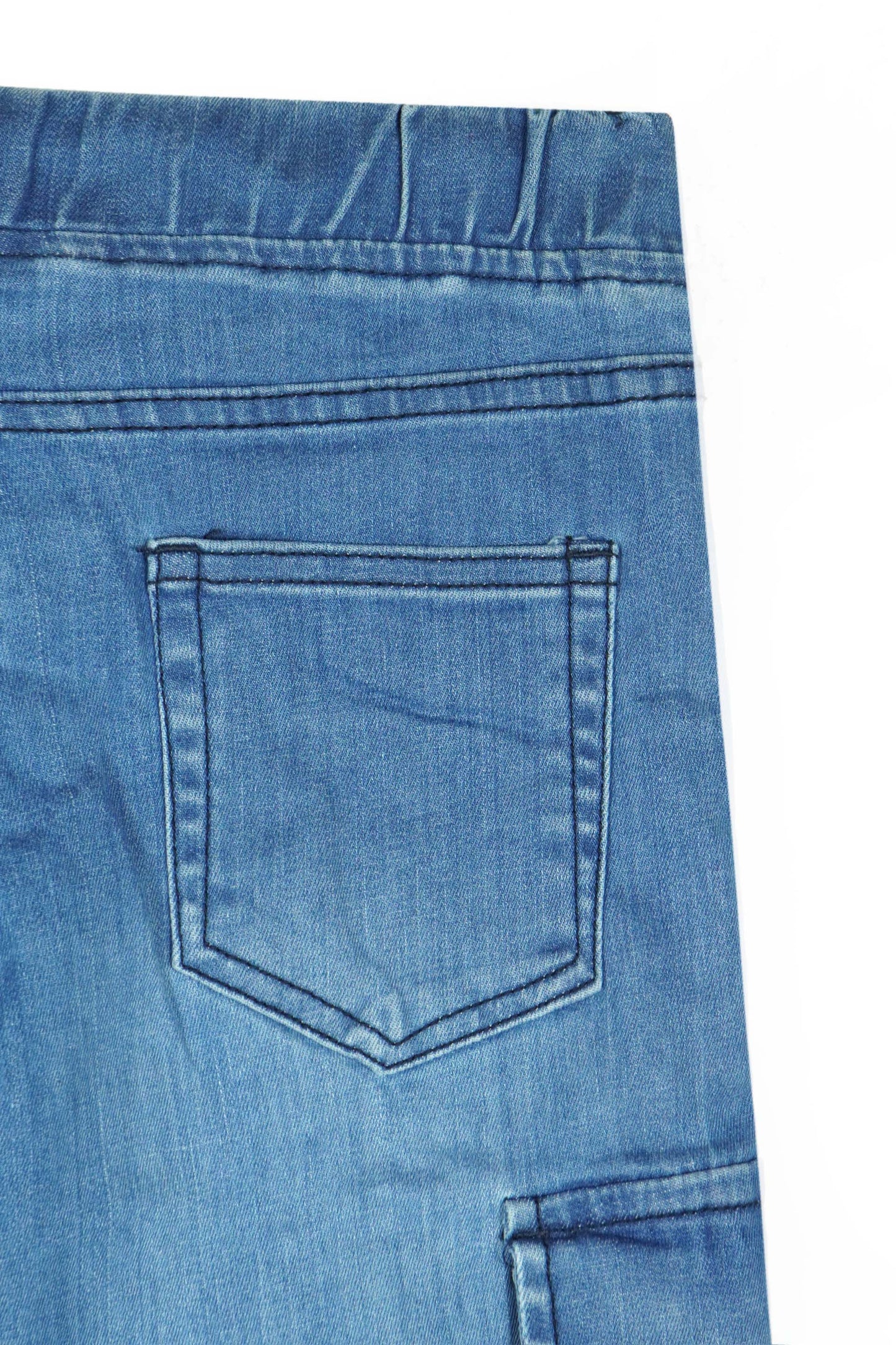 Girls Light Blue Wide Leg Eight Pocket Trouser
