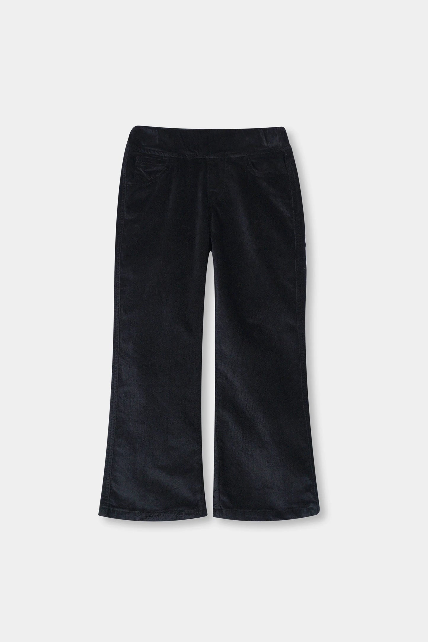 Girls Wide Leg Black Velvet Trouser