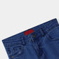 Girls Mid Blue Flare Flower Embroidered Pant