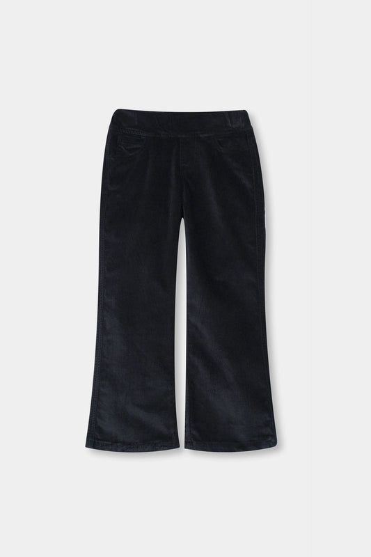 Girls Wide Leg Black Velvet Trouser