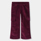 Girls Wide Leg Maroon Velvet Trouser