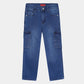 Boys Straight Fit Mid Blue Six Pocket Pants